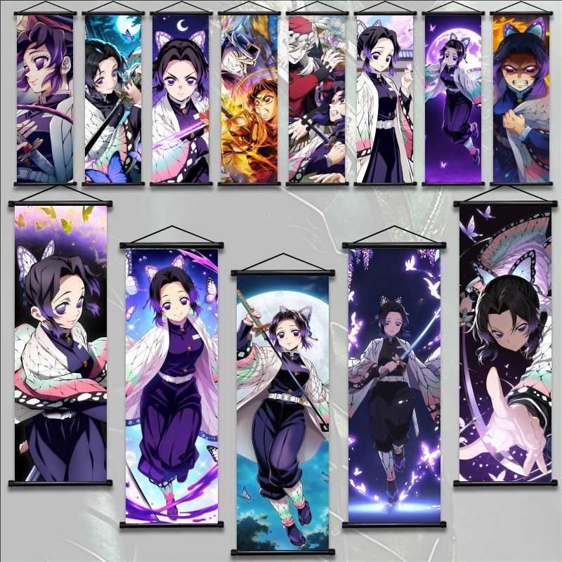 Anime Cosplay Prop - ผ้าแขวนลายศิลปะนักฆ่าอสูร ชิโนบุ โคโช ของตกแต่งผนังลายอนิเมะ ของขวัญสำหรับแฟนๆ ตกแต่งห้องนอนและบ้าน