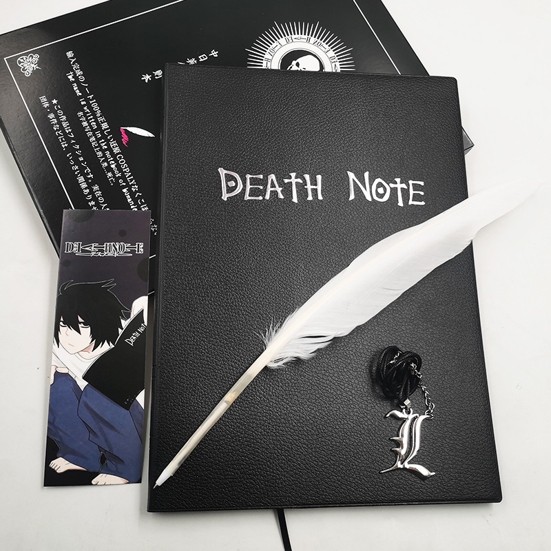 Cosplay Material For Prop - Anime Death ชุดโน้ตบุ๊คสมุดบันทึกหนังและสร้อยคอปากกา Death คอสเพลย์ Props