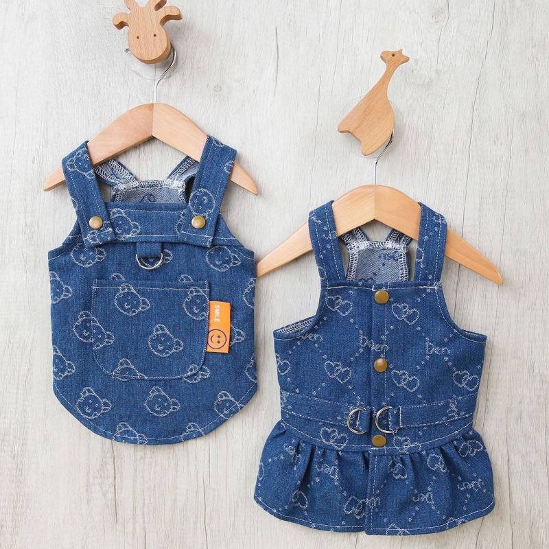D Ring Strap - DENIM ชุดสุนัขสายรัดลูกสุนัขเสื้อผ้าฤดูร้อนสําหรับสุนัขขนาดกลางขนาดเล็ก Chihuahua French Bulldog เดินสายรัดหน้าอกเสื้อกั๊ก